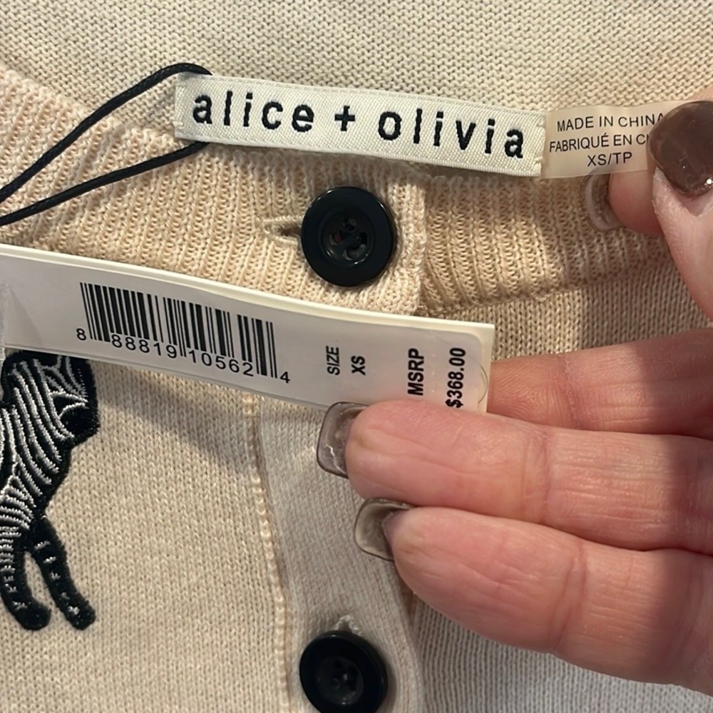 Alice + Olivia “Ruthy” zebra print cardigan XS NWT - Picture 4 of 5